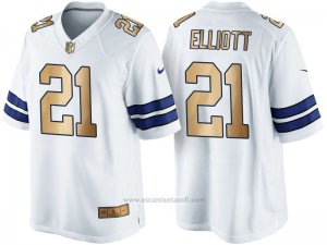 Camiseta Dallas Cowboys Elliott Blanco Nike Gold Game NFL Hombre
