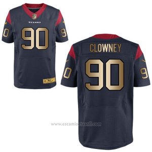 Camiseta Houston Texans Clowney Profundo Azul Nike Gold Elite NFL Hombre