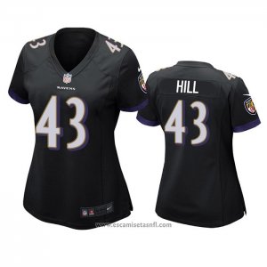 Camiseta NFL Game Mujer Baltimore Ravens Justice Hill Negro
