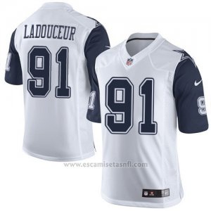 Camiseta Dallas Cowboys Ladouceur Blanco y Profundo Azul Nike Elite NFL Hombre