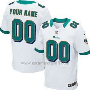 Camisetas NFL Elite Hombre Miami Dolphins Personalizada Blanco