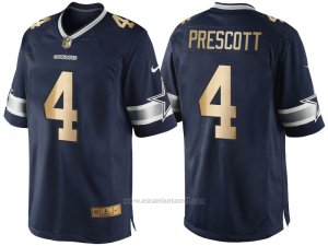 Camiseta Dallas Cowboys Prescott Profundo Azul Nike Gold Game NFL Hombre