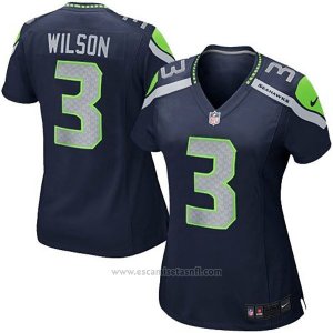 Camiseta NFL Limited Mujer Seattle Seahawks 3 Wilson Azul Replica Game