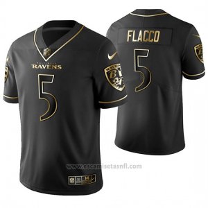 Camiseta NFL Limited Hombre Baltimore Ravens Joe Flacco Golden Edition Negro