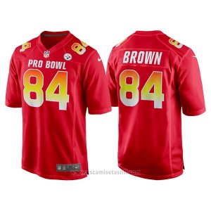 Camiseta NFL Hombre Pittsburgh Steelers 84 Ntonio Brown Rojo AFC 2018 Pro Bowl