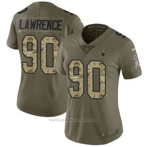 Camiseta NFL Limited Mujer Dallas Cowboys 90 Demarcus Lawrence Verde Stitched 2017 Salute To Service