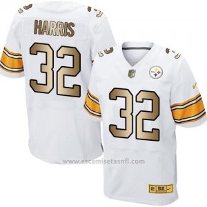 Camiseta Pittsburgh Steelers Harris Blanco Nike Gold Elite NFL Hombre