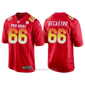 Camiseta NFL Hombre Pittsburgh Steelers 66 David Decastro Rojo AFC 2018 Pro Bowl