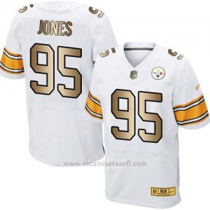 Camiseta Pittsburgh Steelers Jones Blanco Nike Gold Elite NFL Hombre