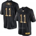 Camiseta Atlanta Falcons Jones Negro Nike Gold Elite NFL Hombre