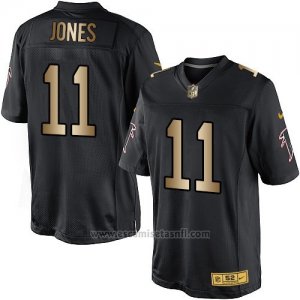 Camiseta Atlanta Falcons Jones Negro Nike Gold Elite NFL Hombre