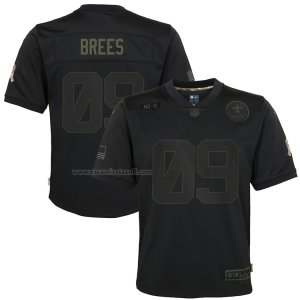 Camiseta NFL Limited Nino New Orleans Saints Drew Brees 2020 Salute To Service Negro