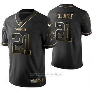 Camiseta NFL Limited Hombre Dallas Cowboys Ezekiel Elliott Golden Edition Negro