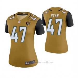 Camiseta NFL Legend Jacksonville Jaguars Jake Ryan Mujer Oro Color Rush