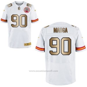 Camiseta Kansas City Chiefs Mauga Blanco Nike Gold Elite NFL Hombre