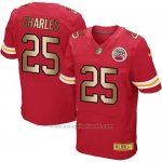 Camiseta Kansas City Chiefs Charles Rojo Nike Gold Elite NFL Hombre