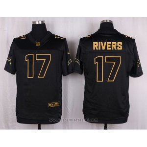 Camiseta San Diego Chargers Rivers Negro Nike Elite Pro Line Gold NFL Hombre