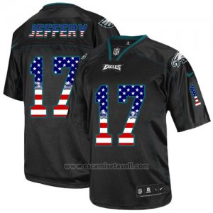 Camiseta NFL Limited Hombre Philadelphia Eagles 17 Alshon Jeffery Negro Stitched USA Flag Fashion