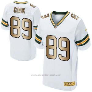 Camiseta Green Bay Packers Cook Blanco Nike Gold Elite NFL Hombre