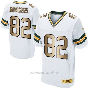 Camiseta Green Bay Packers Rodgers Blanco Nike Gold Elite NFL Hombre