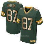 Camiseta Green Bay Packers Nelson Verde Nike Gold Elite NFL Hombre