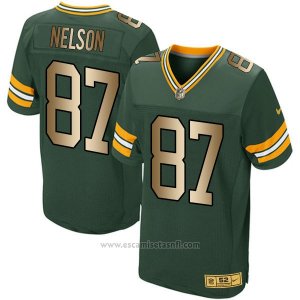 Camiseta Green Bay Packers Nelson Verde Nike Gold Elite NFL Hombre