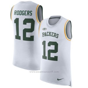 Camisetas Sin Mangas NFL Limited Hombre Green Bay Packers 12 Rodgers Blanco