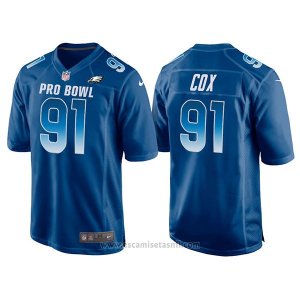 Camiseta NFL Hombre Philadelphia Eagles 91 Fletcher Cox Azul NFC 2018 Pro Bowl