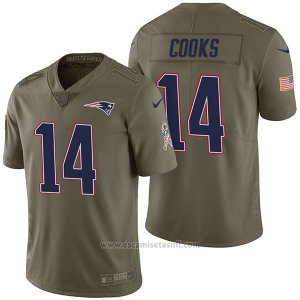 Camiseta NFL Limited Hombre New England Patriots 14 Brandin Cooks 2017 Salute To Service Verde