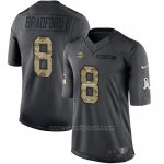 Camiseta NFL Limited Hombre Minnesota Vikings 8 Sam Bradford Negro Stitched 2016 Salute To Service