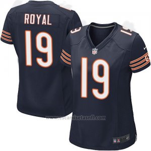 Camiseta Chicago Bears Royal Blanco Negro Nike Game NFL Mujer