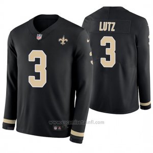 Camiseta NFL Hombre New Orleans Saints Wil Lutz Negro Therma Manga Larga
