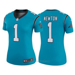Camiseta NFL Limited Mujer Carolina Panthers 1 Cam Newton Azul