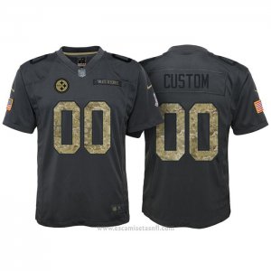 Camiseta NFL Limited Nino Pittsburgh Steelers Personalizada 2016 Salute To Service Negro