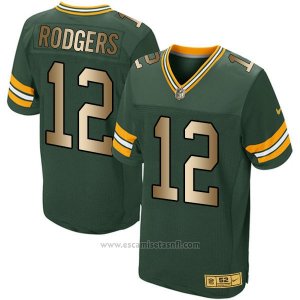 Camiseta Green Bay Packers Rodgers Verde Nike Gold Elite NFL Hombre2