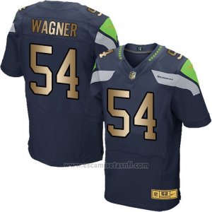 Camiseta Seattle Seahawks Wagner Profundo Azul Nike Gold Elite NFL Hombre