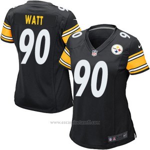 Camiseta NFL Limited Mujer Pittsburgh Steelers 90 Watt Negro Blanco