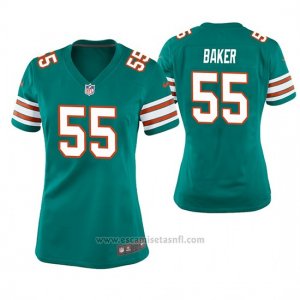 Camiseta NFL Game Mujer Miami Dolphins Jerome Baker Throwback Verde