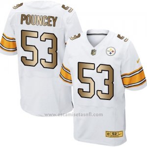 Camiseta Pittsburgh Steelers Pouncey Blanco Nike Gold Elite NFL Hombre