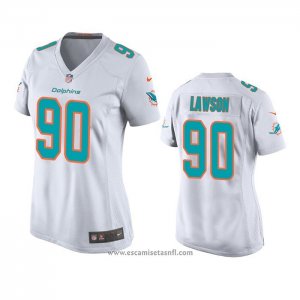 Camiseta NFL Game Mujer Miami Dolphins Shaq Lawson Blanco