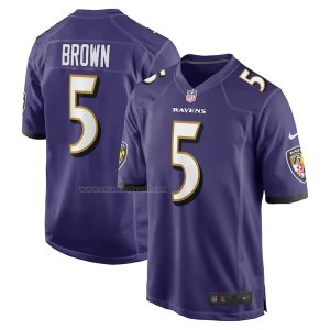 Camiseta NFL Game Baltimore Ravens Marquise Brown 5 Violeta