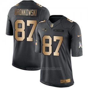 Camiseta New England Patriots Gronkowski Negro 2016 Nike Gold Anthracite Salute To Service NFL Hombre