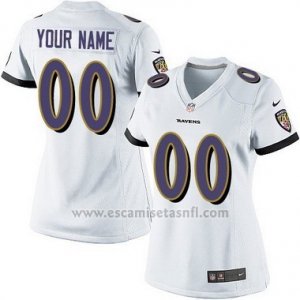Camisetas NFL Mujer Baltimore Ravens Personalizada Blanco