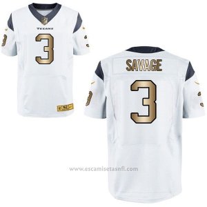 Camiseta Houston Texans Savage Blanco Nike Gold Elite NFL Hombre