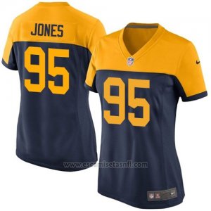 Camiseta Green Bay Packers Jones Negro Amarillo Nike Game NFL Mujer