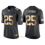 Camiseta Seattle Seahawks Sherman Negro 2016 Nike Gold Anthracite Salute To Service NFL Hombre