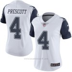 Camiseta NFL Limited Mujer Dallas Cowboys 4 Dak Prescott Elite Blanco
