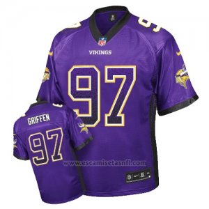 Camiseta NFL Limited Hombre Minnesota Vikings 97 Everson Griffen Violeta Stitched Drift Fashion