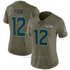 Camiseta NFL Limited Mujer Seattle Seahawks 12 Fan 2017 Salute To Service Verde