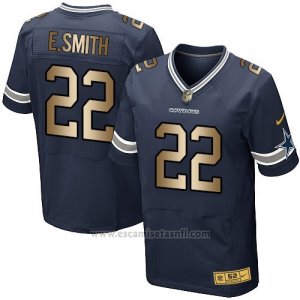 Camiseta Dallas Cowboys E.Smith Profundo Azul Nike Gold Elite NFL Hombre